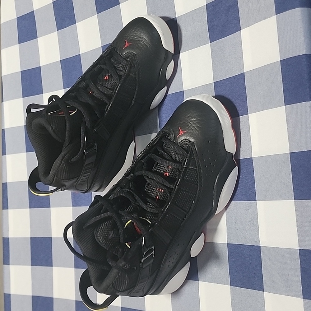 Jordan Black and Red Kids High-Top Sneakers